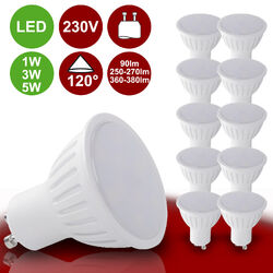 LED GU10 Leuchtmittel 1,2W 3W 5W Lampe 230V Spot Birne Strahler SMD 5er/10er Set