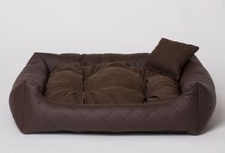 Hundebett Hundekissen Hundesofa Gestepptes Kunst Leder Dunkelbraun 130x110 cm