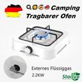 Campingkocher Gaskocher Camping 1 flammig Kochfeld Gasflasche Herd Outdoor Weiß 