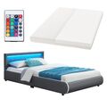 Polsterbett Bettgestell Doppelbett Kunstlederbett Set 140x200cm mit LED Juskys®