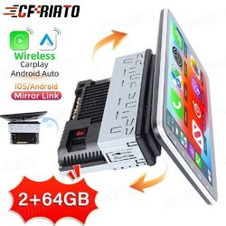 2+64GB Android 13 Carplay Autoradio GPS Navi 1 DIN 360° Drehbar Bildschirm WIFI