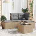 Gartenmöbel Sofa Garnitur Lounge Sitzgruppe 5-tlg. Beige Poly Rattan vidaXL