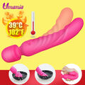 Neu Heizung Dil-do Dual-End Vibrator Silikon Elektrisch Magic Wand Massagestab