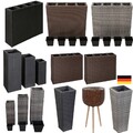 1/2/3x Blumentopf Pflanzkübel Hochbeet Poly Rattan Optik Schwarz Grau Braun Weiß