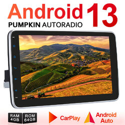 Pumpkin 10.1" Android 13 Autoradio 1 DIN mit GPS Navi 4GB 64GB DAB USB Bluetooth
