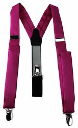 schmaler TigerTie Unisex Hosenträger mit 3 extra starken Clips - in magenta Uni