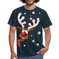 Weihnachten Rudolph das Rentier Rote Nase Männer T-Shirt schwarz Herren Gr S-4XL