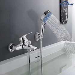 Badewannenarmatur Duschset Wasserhahn Badewanne Wasserfall mit Brasue Chrom