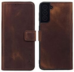 Suncase Hülle Klapp Case Book Leder Tasche in Coffee für Samsung Galaxy A14 5G