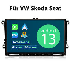 Android 13 6+128GB Autoradio GPS Navi SWC BT CarPlay Für VW Golf 6 Tiguan Touran