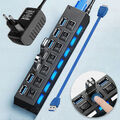 USB 3.0 Hub 7Port Splitter Adapter mit Aktiv Netzteil Verteiler für PC Laptop DE