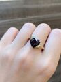 Natürlich Red Garnet Und Diamanten Edelstein Herz Ring Massiv 14k Gelbgold Ring