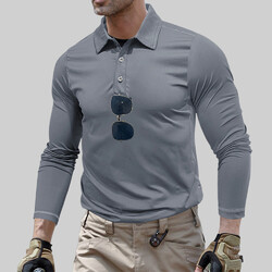 Herren Poloshirt Langarmshirt Slim Fit Polohemd Freizeit Muskelshirt Sporthemd