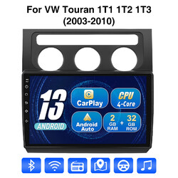 10" Android 13 Auto 2+32G CarPlay Autoradio GPS BT RDS Für VW Touran 1T1 03-2010