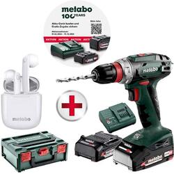 Metabo Akku Bohrschrauber BS 18V Q 2x 2,0 Ah Li-Ion Akkus + Bluetooth KopfhörerInkl.Gratis Bluetooth Kopfhörer im Wert von 54,50 €