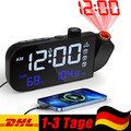 Neu LED Radiowecker mit Projektion Digital Funkuhr Dimmbar Tischuhr Alarm USB