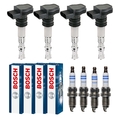 4x NTY Zündspule +4x BOSCH Zündkerze für Audi A4 8EC B7 2.0 8ED VW Passat