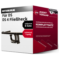 Für DS 4 Fließheck Typ NX (Auto Hak) Anhängerkupplung abnehmbar + E-Satz 7polJetzt 10% sparen mit dem Code AKTIV