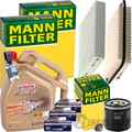 MANN INSPEKTIONSPAKET+5L CASTROL 5W-30 ÖL passend für OPEL AGILA B 1.0 65+68 PS