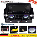 CAMPLUX Edelstahl Gaskocher 2 Flammig 2400W Campingkocher mit Gasregler + Deckel