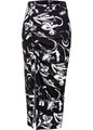 Figurbetonter Rock mit schönem Schlit Gr. 36/38 Schwarz Weiss Midi-Skirt  Neu