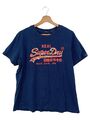 Superdry T-Shirt Damen Größe 44 Blau Logo-Print