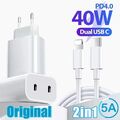 Doppelte PD 40 W USB C Ladegerät Schnelle Aufladen für iPhone 16 15 14 13 12 Pro