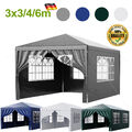 Pavillon 3x3m/4m/6m Wasserdicht mit Seitenteilen und Fenstern Zelt Gartenzelt DE