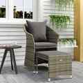 2-tlg. Garten-Lounge-Set mit Kissen Grau Poly Rattan