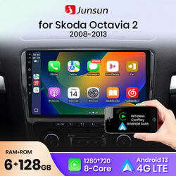 6G+128GB Android13 Autoradio CarPlay DAB+GPS Navi für Skoda Octavia 2008 4G LTE 