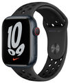 Apple Watch Nike Series 7 45 mm Aluminiumgehäuse mitternacht am Nike Sportarmban