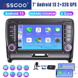 DAB+ Autoradio 2+32G Carplay Android 13 GPS NAVI WIFI Für Audi TT MK2 8J 2006-14