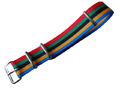 Uhrenarmband Nylon Nato Fünf Farben Dornschließe Edelstahl poliert 20 mm Bunt