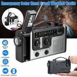 AM/FM Solar Radio Handkurbel SOS Notfall Handy Ladegerät LED Taschenlampe USB DE