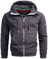 A. Salvarini Herren Pullover Langarm Sweatjacke Kapuzen Anthrazit M AP32 R1-D