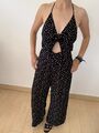 Asos Jumpsuit Overall Punkte Polka Dots schwarz weiß Gr 34