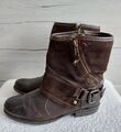 Tom Tailor Damen Stiefel Stiefelette Ankle Boots Braun Leder Gr.37