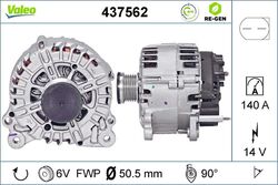 Lichtmaschine Generator Lima VALEO RE-GEN AT 437562 +71.40€ Pfand für VW JETTA 4