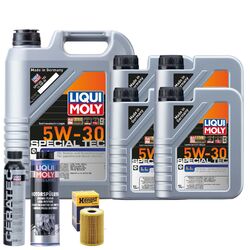 Motoröl 5W30 LIQUI MOLY Special Tec Ll 9L+HENGST Ölfilter +Spülung +Cera Tec