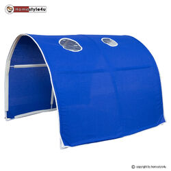 Hochbett Spielbett Kinderbett mit Rutsche Turm Vorhang blau 90x200 Homestyle4u