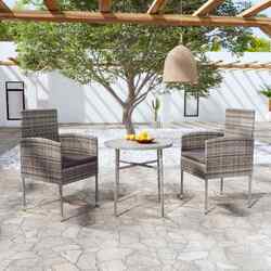 vidaXL 3-tlg. Garten-Essgruppe Poly Rattan Anthrazit ASS