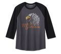 Harley-Davidson Classic Eagle Raglan Tee Gr. XXL - 3/4 Arm T-Shirt Grau Schwarz