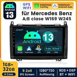 Android 13 Autoradio GPS Carplay DAB RDS Für Mercedes Benz A/ B-Klasse W245 W169