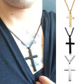 Herren Damen Kreuz Anhänger Kette Halskette Edelstahl Kruzifix Jesus Gif ①