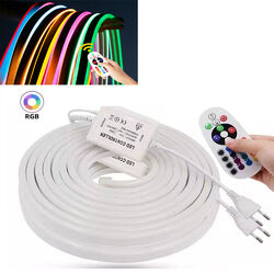 220V 230V COB Neon LED Stripe Streifen Flex Schlauch Lichtband Außen Beleuchtung