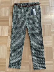 ESPRIT Damenhose Hose Jeans Grün mit Muster Gr. 36 mit Gürtel Neu mit Etikett