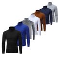 Rollkragen-T-Shirt Für Herren Einfarbiger Langarmpullover Basic-Unterhemd 丷