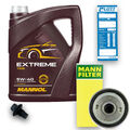MANN Ölfilter + 5L Mannol Extreme 5W-40 Motoröl + Schraube für PSA B71 2296