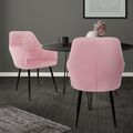 2er Esszimmerstühle Wohnzimmerstühle Samt Sessel Küchenstuhl Set Rosa