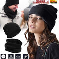 Herren Damen Beanie Winter Mütze Schal Set Strickmütze Wintermütze Loopschal DHL